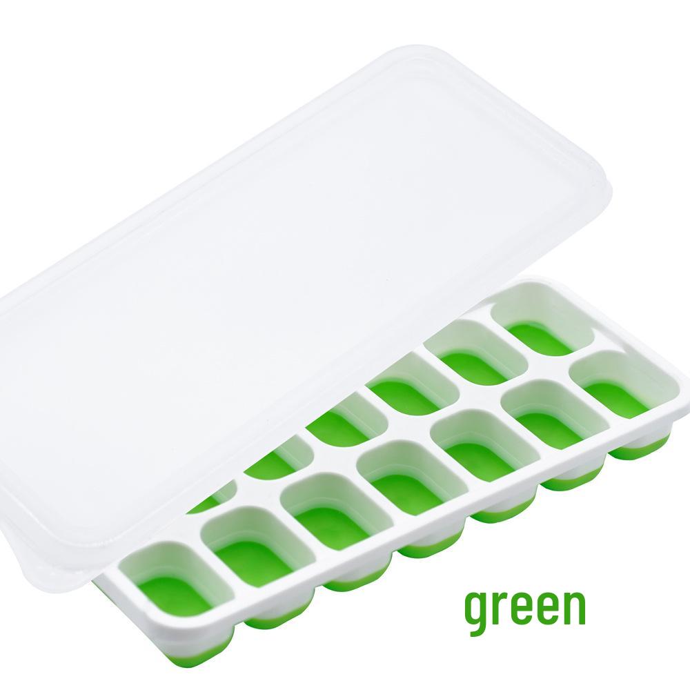Silikon-Eiswürfelform mit 14 Fächern, weichem Boden und Deckel zum einfachen Herauslösen
