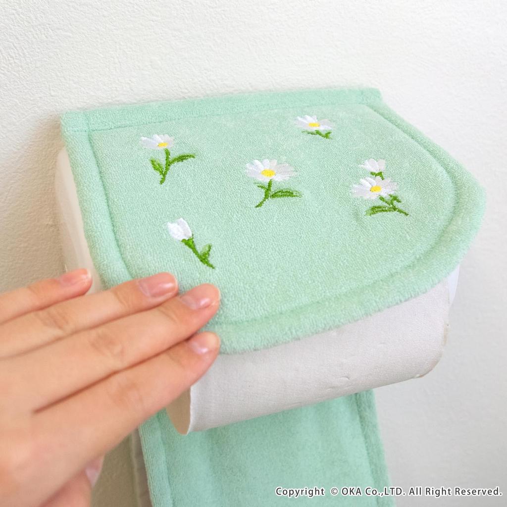 OKA Fleur Blanc Toilettenpapierhalter Grün Floral Nordisch Inklusive Abdeckung, (Waschbar, Druck, Feminin, Design, Aufbewahrung)