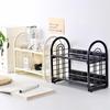 2-Tier Hollow Out Desktop Storage Rack | Retro Style Plastic Organizer Shelf For Kitchen/Bathroom/Office