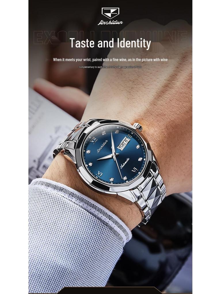 Jinshidun Men's Tungsten Steel Automatic Waterproof Mechanical Watch