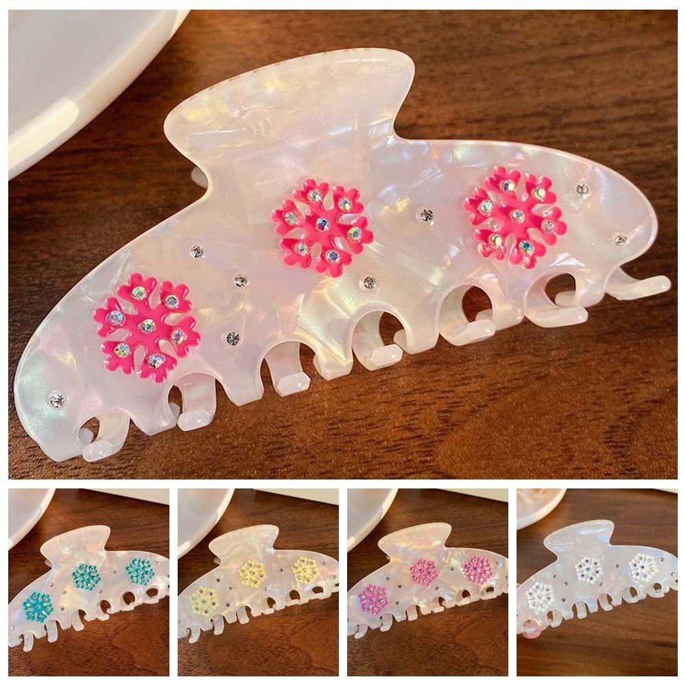 Elegant Snowflake Shark Clip Contrast Color Acrylic Hair Claw Iridescent Hair Claw  Girls