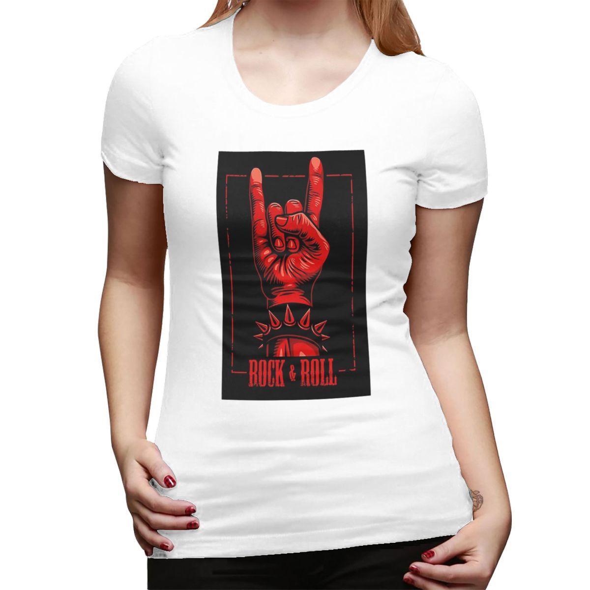 

Rock Star Skull Rock N Roll TShirt for Women Crew Neck Streetwear T Shirts Womens Tees Short Summer Clothes Tops S
