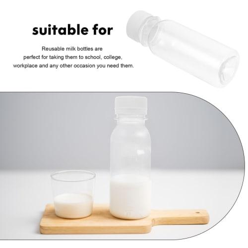 Operitacx 6-Pack 100ml Clear Juice Bottles with Lids, Plastic Juice Containers with Caps, Reusable Empty Bottles for Milk, Drinks, Liquids, Water, and
