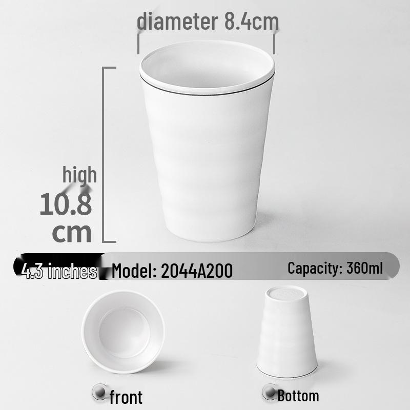 Drop-Proof Melamine Resin Cup - White Porcelain-Style Plastic Tea Cup for Restaurants & Hotels