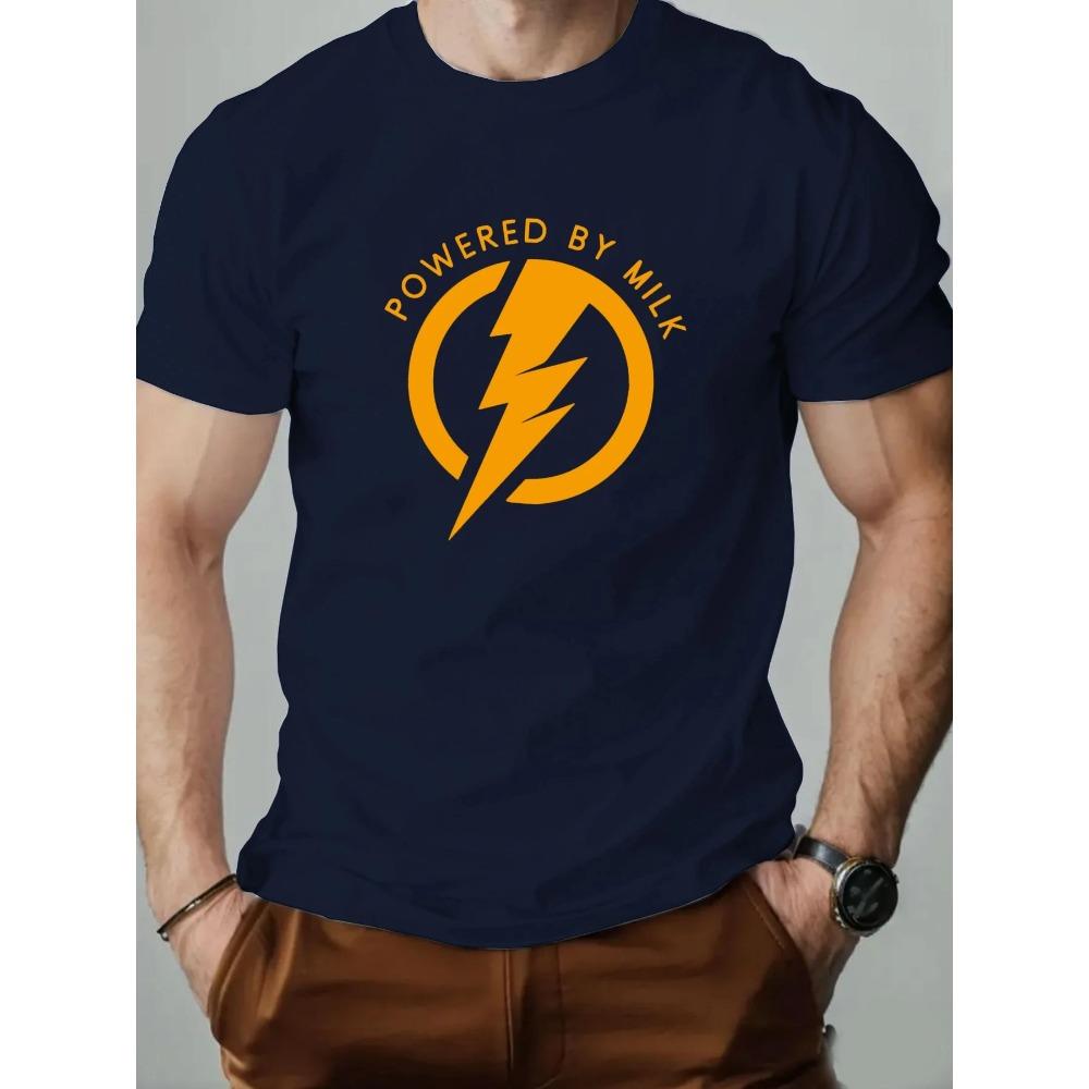 

T-Shirt Men 100% Cotton Pattern Print Summer Round Neck Breathable Oversized Tee Casual Fashion Clothing XXXL темно-синий