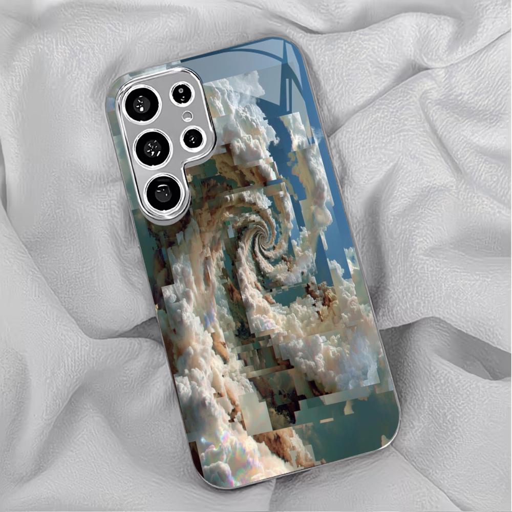 Cloud Layer PhoneCase Simplicity Highend Electroplating Glass PhoneCase for Samsung Galaxy S26 S25 S24 S23 S22 S21 FE,Ultra,Plus