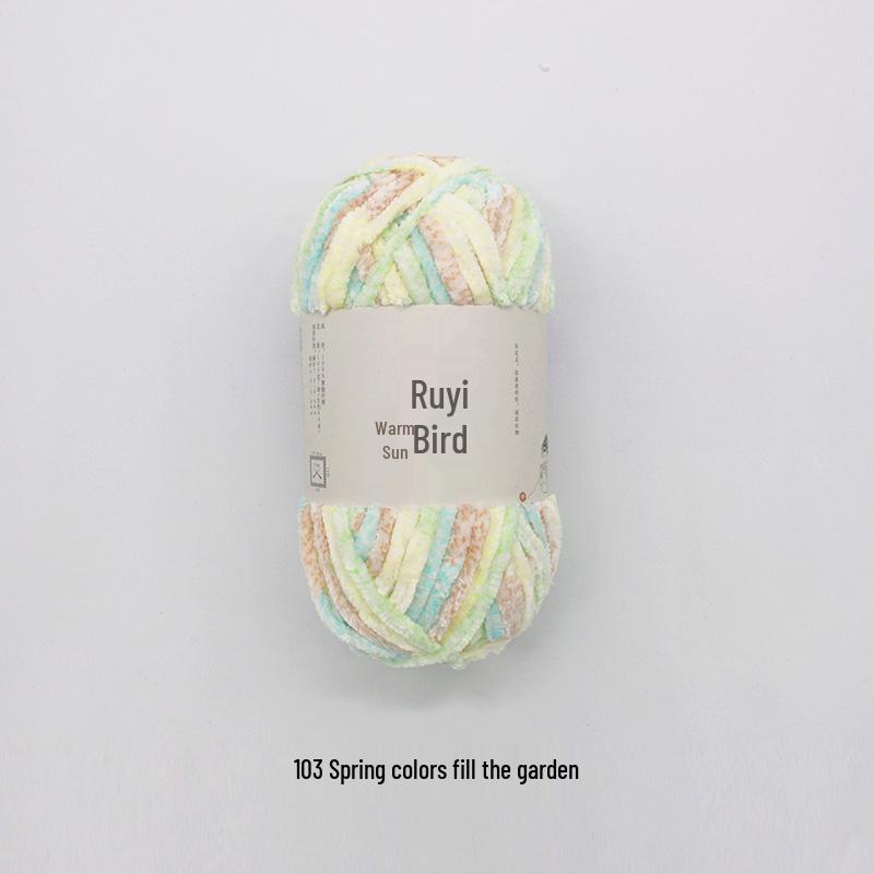 Ruyi Bird Chenille Yarn: Warm Sun Gold Velvet Ice Yarn for DIY Crochet Dolls & Blankets