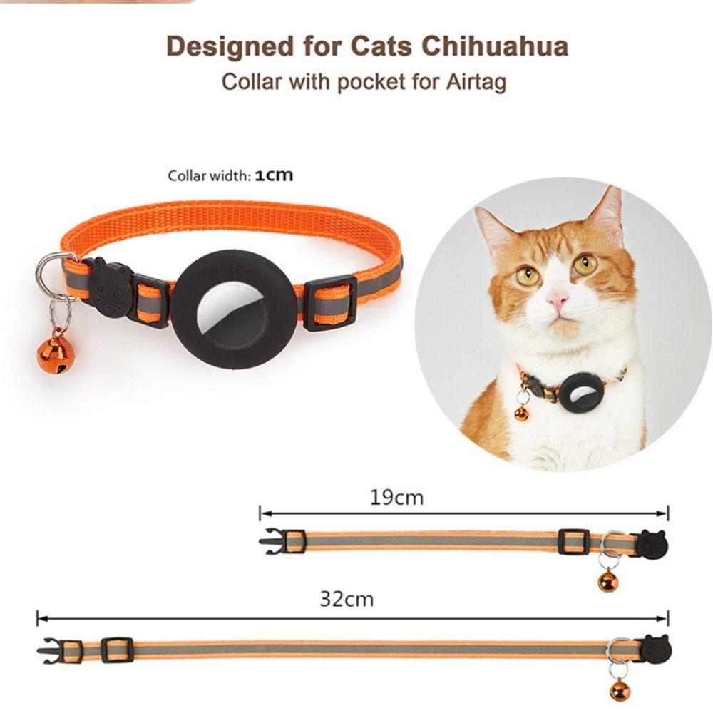 Detachable Bell Cat Collar with Reflective Strip Pet Tracker Accessories Pet Collar for AirTag