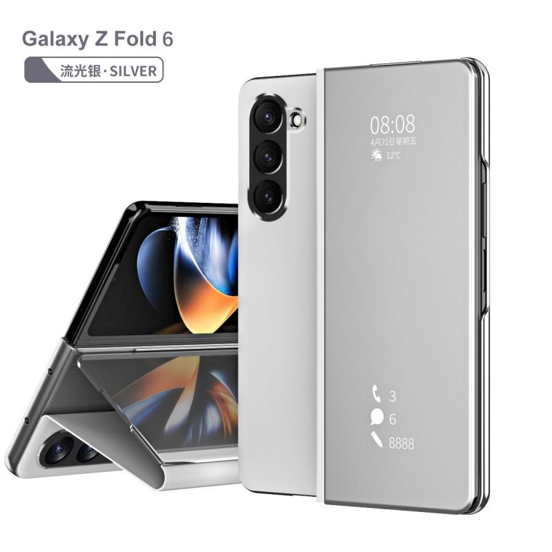 Galaxy Z Fold6 Flip Case With Stand Mirror Finish Full Coverage PC Cover Black Gold Purple Blue Rose