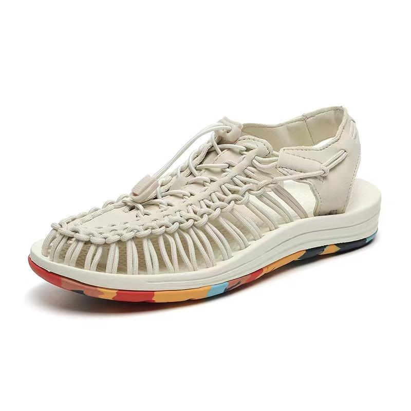 Новые дышащие сандалии размера 35-46 женские модные повседневные тканые сандалии пляжная женская обувь обувь для пар 40 дубильная кора 2444₽