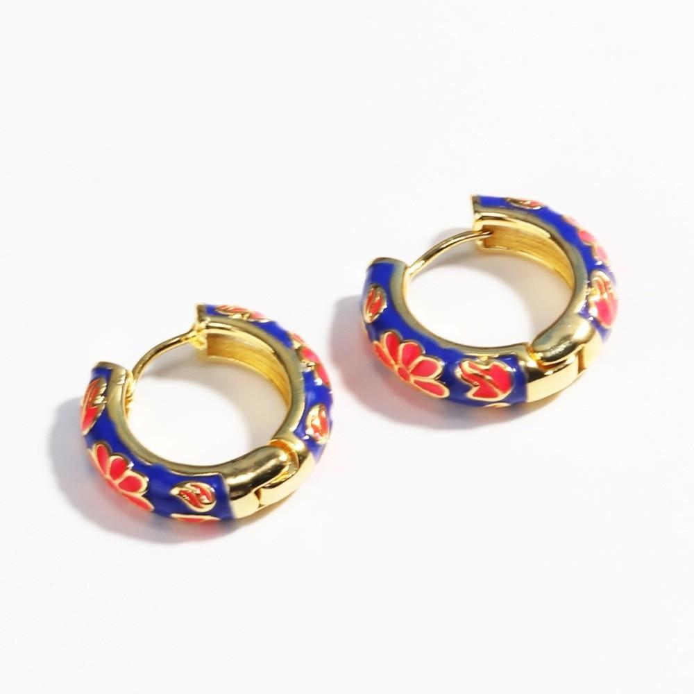 Klassische Emaille-Ohrringe mit Blumenmuster Chinesische Glasur Ohrschmuck Indien Chinesischer Stil Ohrringe Schmuck