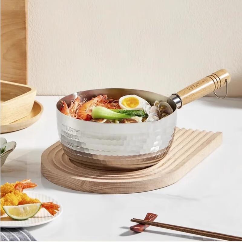 VELOSAN 18cm Hammered Stainless Steel Yukihira Milk Pot