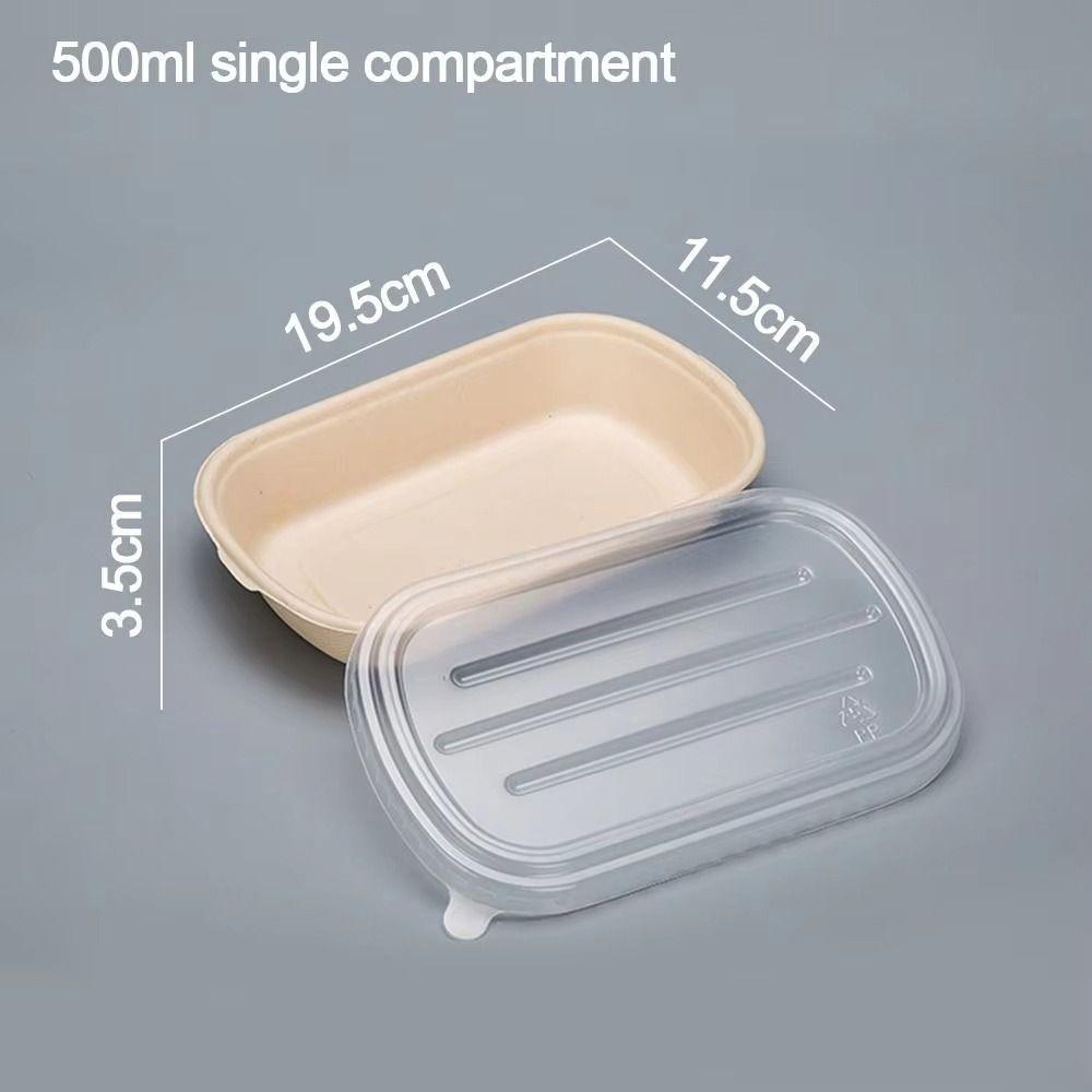 50Pcs New Biodegradable Disposable Bento Box 500/700ml Baking Cake Food Containers Plastic Lid with Cover Snack Box