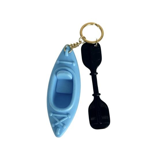 Portachiavi Kayak Stampato in 3D, Portachiavi Ciondolo Kayak, Ciondolo Remo da Kayak con Portachiavi, Regalo Unico per Appassionati di Kayak
