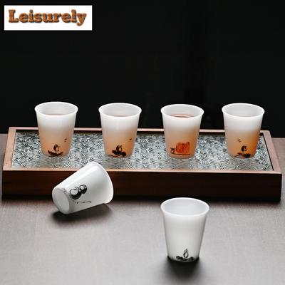 Ceașcă de Ceai din Porțelan Jad Glaciar 50ml Dehua Alb Pictat Manual Pasăre Ceașcă Unică de Maestru Bol pentru Mirosit Ceaiul Cană de Apă Set de Ceai Kung Fu Cadou