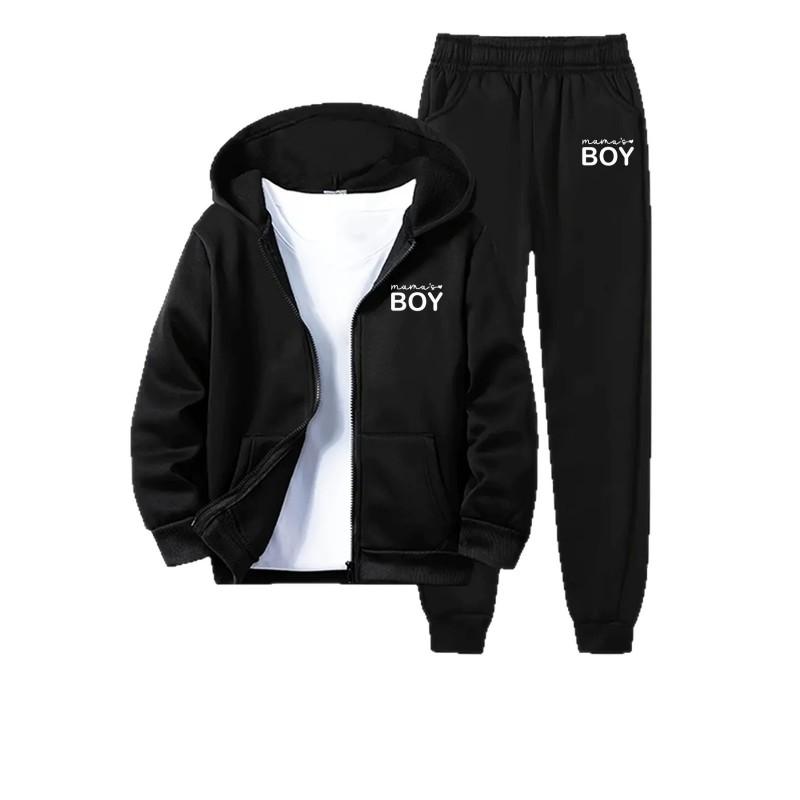 Mens Casual Tracksuit Long Sleeve Hooded Sweatshirt Pants Set Loose Fit