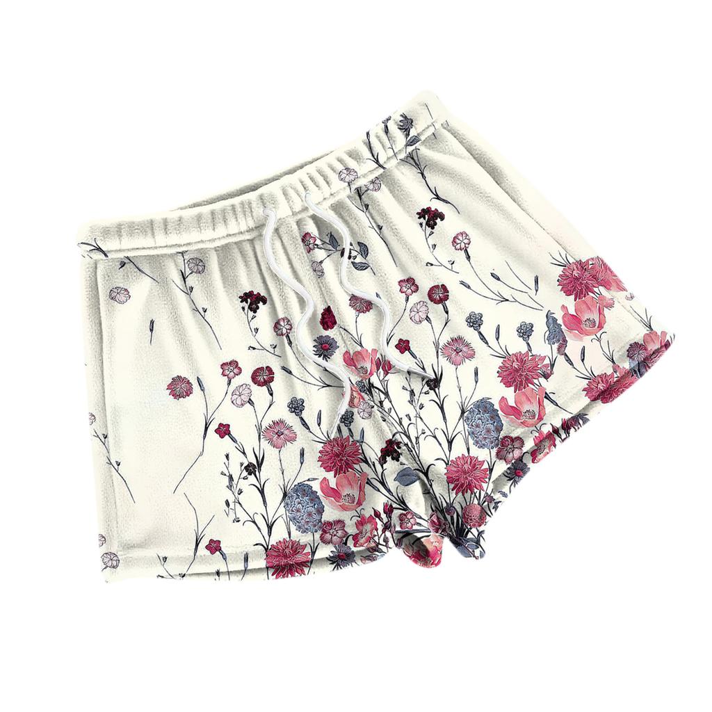 Women's Fashionable Loose-Fit Pajama Shorts With Floral Print Casual Pants