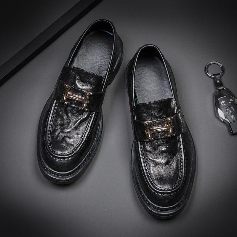 

Кожаная обувь обувь в стиле business casual натуральная кожа настоящая высококачественная Doudou shoes 38 чёрный