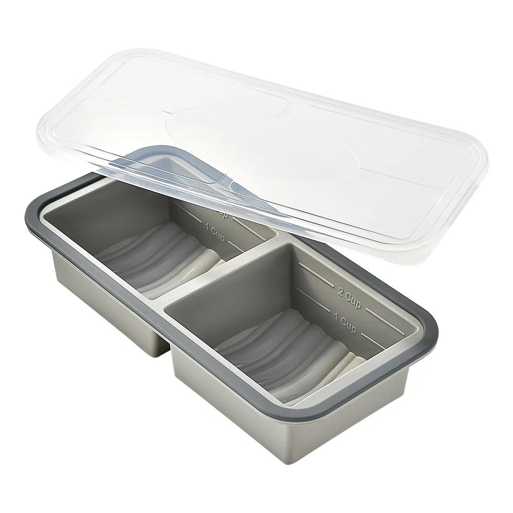 Large Ice Cube Freezer Molds-Soup,Silicone Freezer Tray with Lid Sauce,leftovers,Homemade Meal Prep Freezing Storage Containers