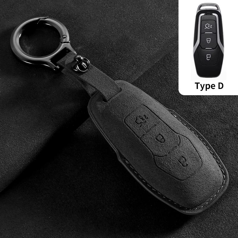 

Suede Car Key Cover Case for Ford Maverick Focus Edge Explorer Everest Fusion Mondeo Mustang Raptor Bronco Ranger KA Fiesta Kuga