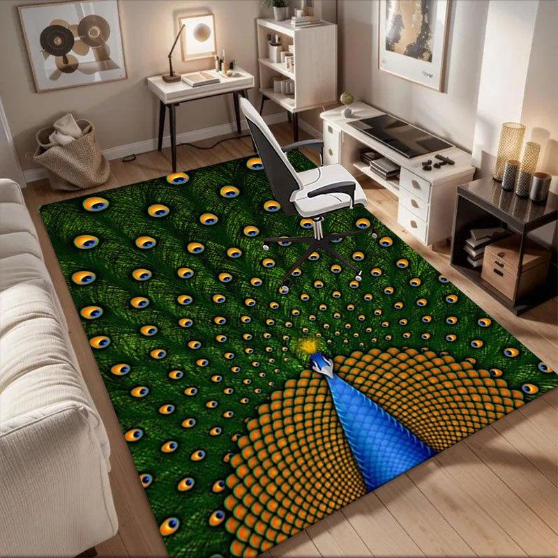 

Peacock Feather Wall Art Print Poster Home DecorOffice Mat Home Decor Office Desk Chair Rugs Chair Carpet for office Chair Mat Gift For Hall 60cm by 90cm