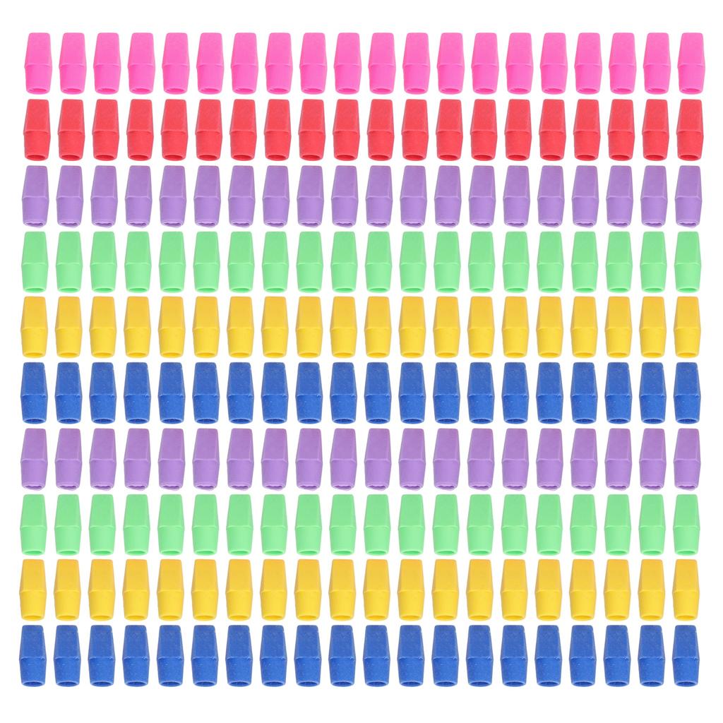 200Pcs Pencil Top Eraser Pencil Eraser Topper Wedge Design Stationery for Office Kids