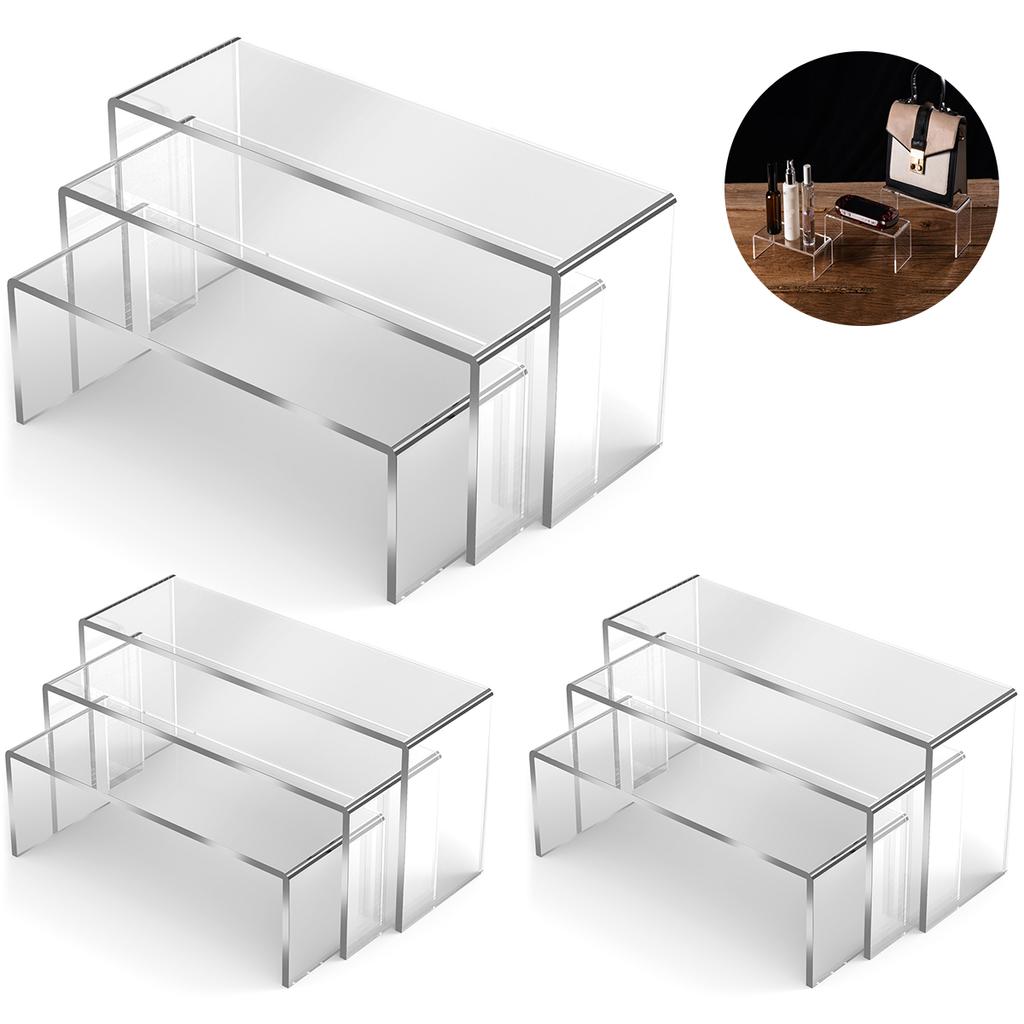 3/6/9Pcs Acrylic Display Stand Clear Display Risers Dessert Cake Shelves Retail Shoe Showcase Figure Model Jewelry Display Riser