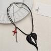 Sturdy Alloy Black Wing Necklace Featuring Tarnish Resistant Coating And Adjustable Length For Personalized Fit