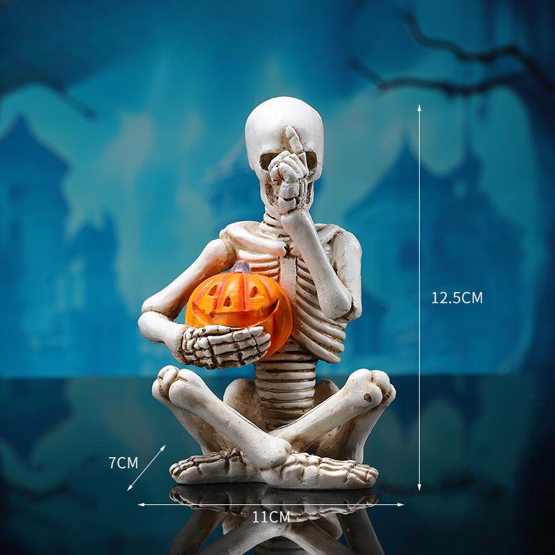 Pumpkin Lantern FigurinesParty and Funny Atmosphere Decoration Props Skull Resin Handicrafts