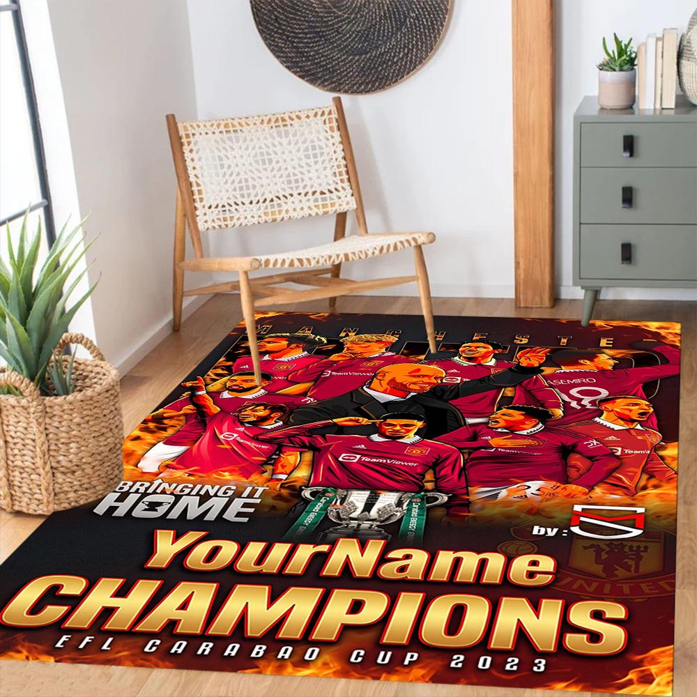 Manchester Customize Your Name Area Rug Design for Game Room Outdoor Balcony Dormitory Antislip Carpet Anime Office Decor