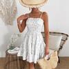 Spot European and American French Holiday Style Floral Printing Waist Short Skirt Summer Suspender Dress Women