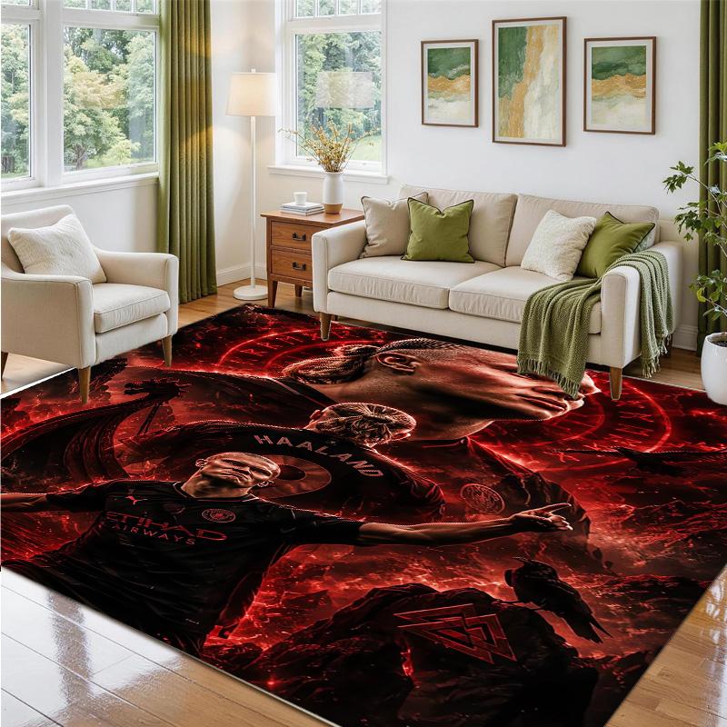 Erling Haaland Design Crystal Velvet Rug Soft Decorative Mat for Bedroom Entrance