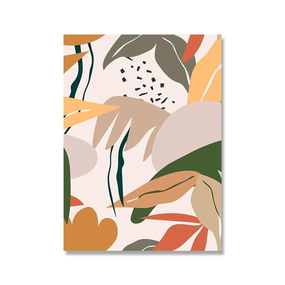 

Бохо-листья, зеленые, оранжевые, абстрактные, ботанические, настенные картины на холсте, скандинавские постеры и принты, настенные картины для декора гостиной 21x30cm No Framed