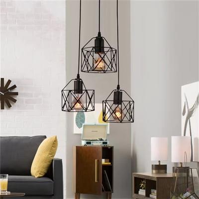 Nordic Modern Simple Iron Industrial Black Kitchen Pendant Lamp Living Room Dinning Hanging Lamp Cheap Price Vintage Chandelier