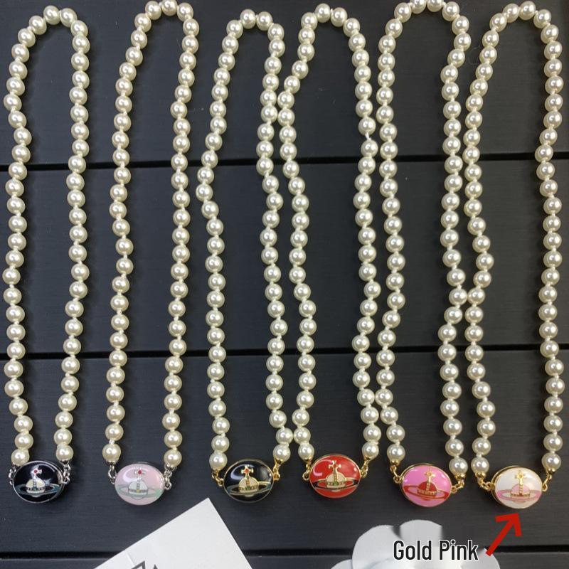 Empress Dowager Cixi Enamel Buckle Pearl Necklace: Sweet Cool Clavicle Chain