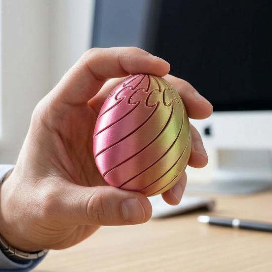 3D Printed Twisting Stress Relief Egg Toy Egg Toy Spiral Articulated Rotating Egg