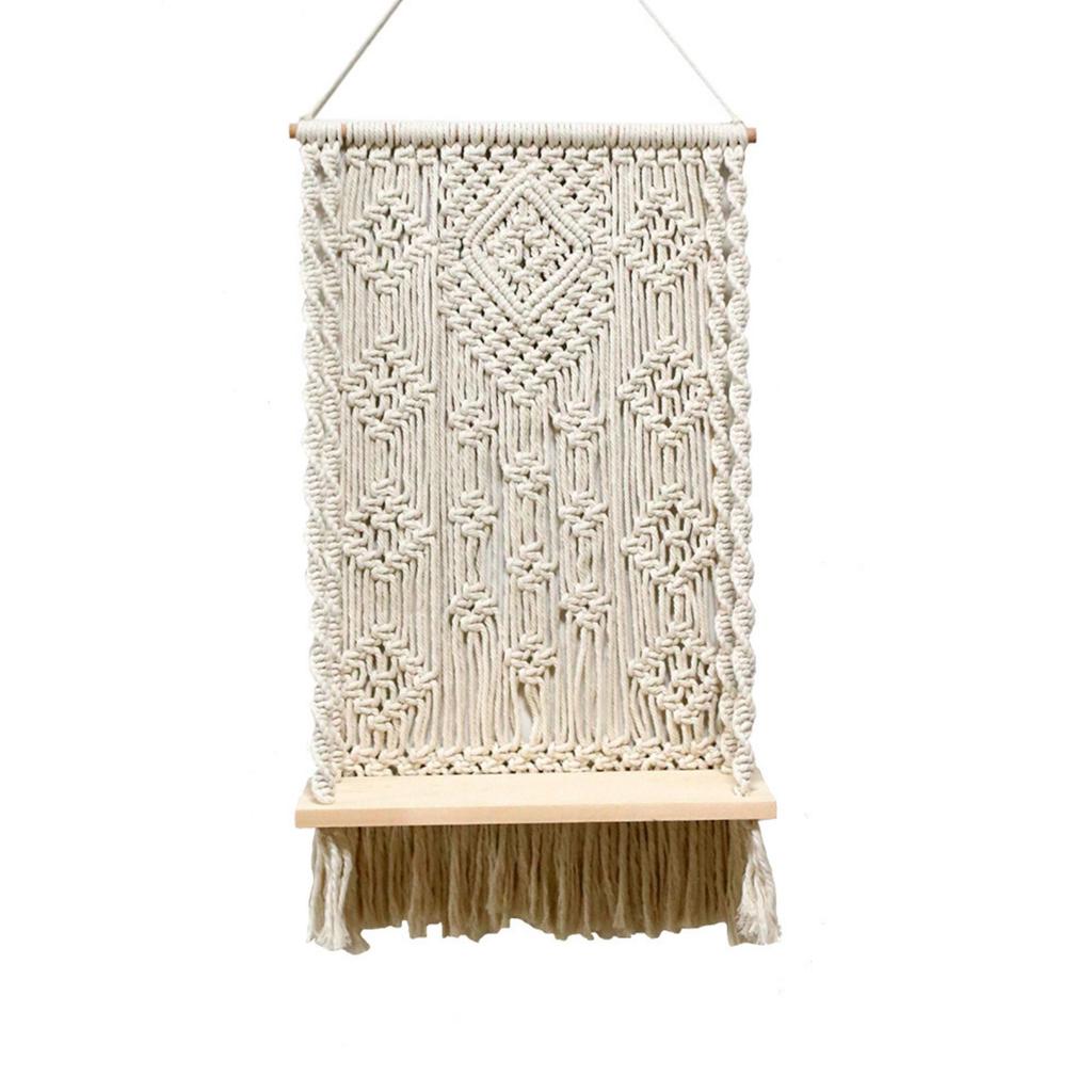 Wall Hanging Shelves Plant Shelf Rope Wooden Hanging Storage Floating Shelves Macrame Wall Hanging Shelf For Bedroom Bathroom Living Room