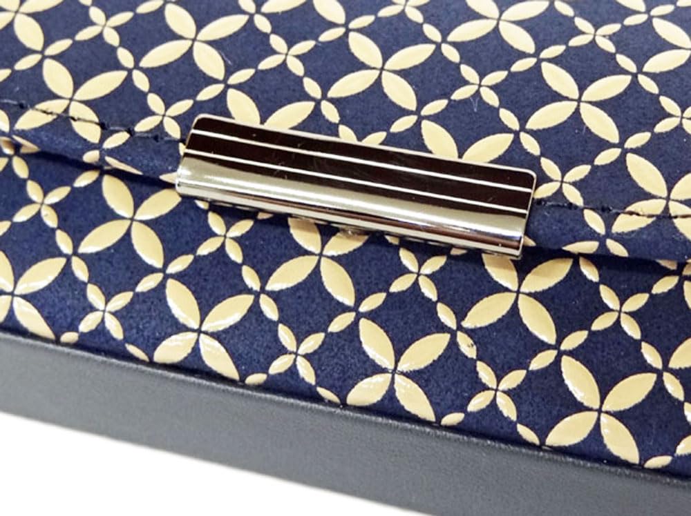 Inden H Glasses Hard Navy Blue Deerskin with White Shippo Pattern [Inden-ya] Case, Type, 4206, Lacquer,