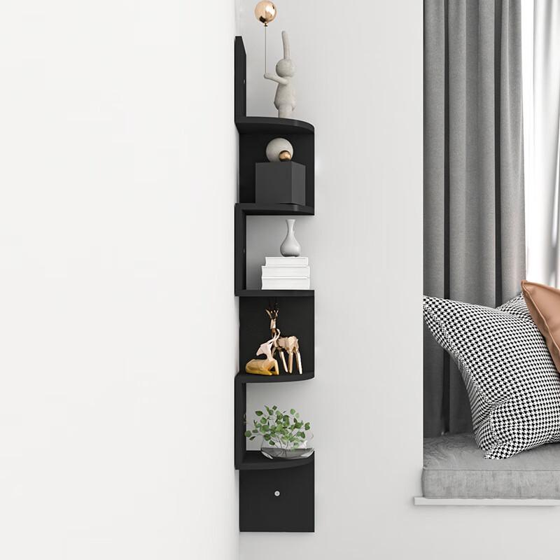 Burnt Wood 5-Tier Wall Mounted Decorative Shelf