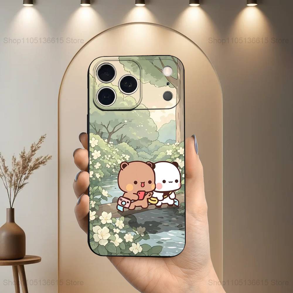 Cute B-BuBu D-DuDu Phone Case For iPhone 17,16,15,14,13,12,11,Plus,Pro Max,XS,X,XR,SE,Mini,8,7,Soft Silicone Black Cover