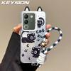 KEYSION Cute Ear Cartoon Case for VIVO V29e 5G with Lanyard Soft Silicone+PC Shockproof Phone Back Cover for VIVO V29e