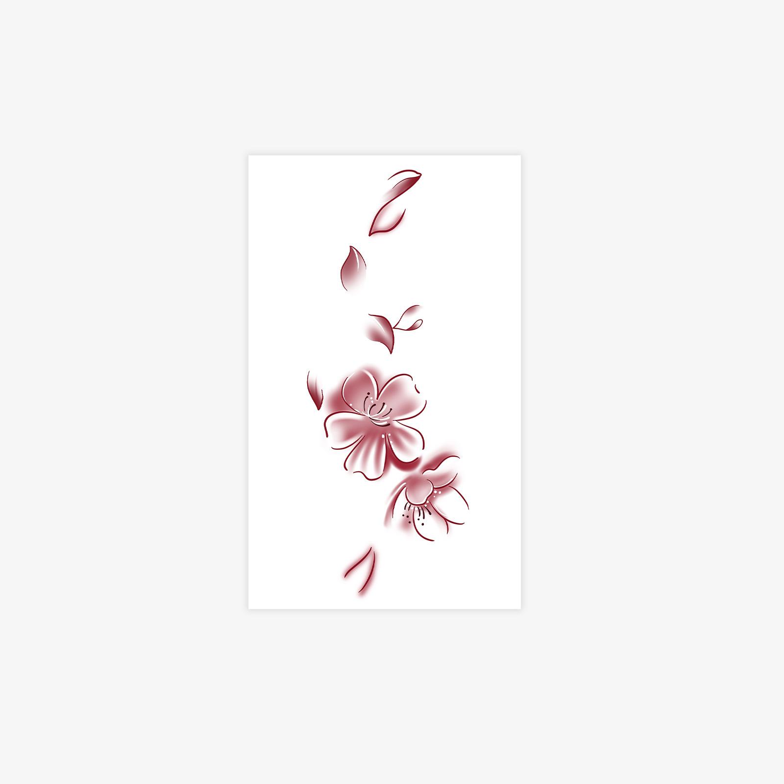 

New Chinese Watercolor Cherry Blossom Tattoo Sticker Gentle National Style Smudge Waterproof Long-Lasting Ankle Delicate Petal Pattern 9*15