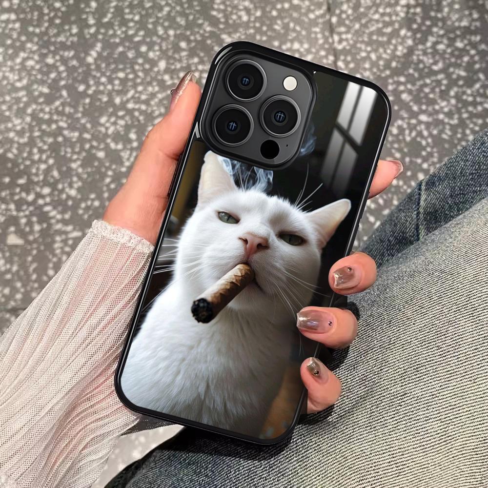Pet Cat Funny Memes Phone Case For iPhone 16 15 14 13 12 11 Pro Xs Max Mini Plus Antislip Shockproof Hard Funda