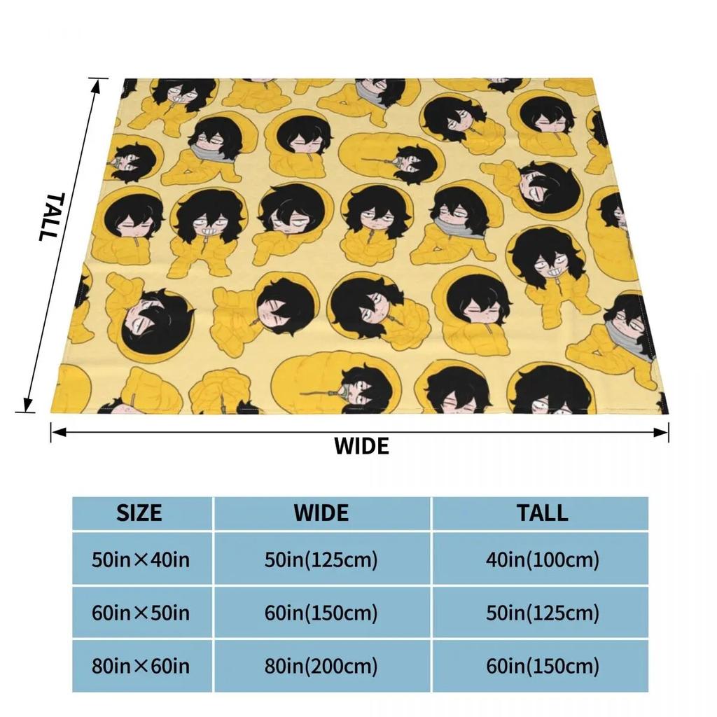 Aizawa In A Sleeping Bag Pattern My Hero Academia Blanket Flannel Print Multifunction Warm Throw Blanket for Bed Car Rug Piece