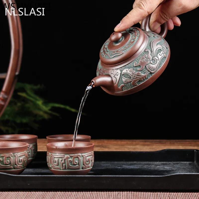 NLSLASI Authentic Yixing Teapot Tea Pot Raw Ore Custom Gift Purple Clay Tea Set Kettle Chinese Tea Ceremony Etiquette Teapot