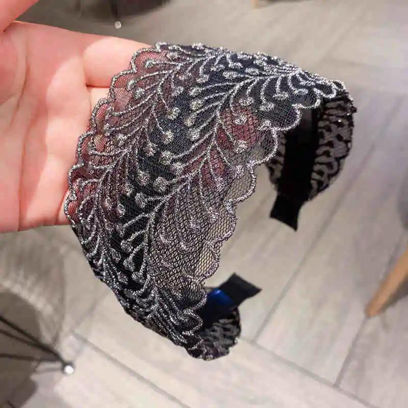 

Женская кружевная повязка на голову в корейском стиле: Широкополая, Нескользящая, Маскирует седину для модного, звездного образа
