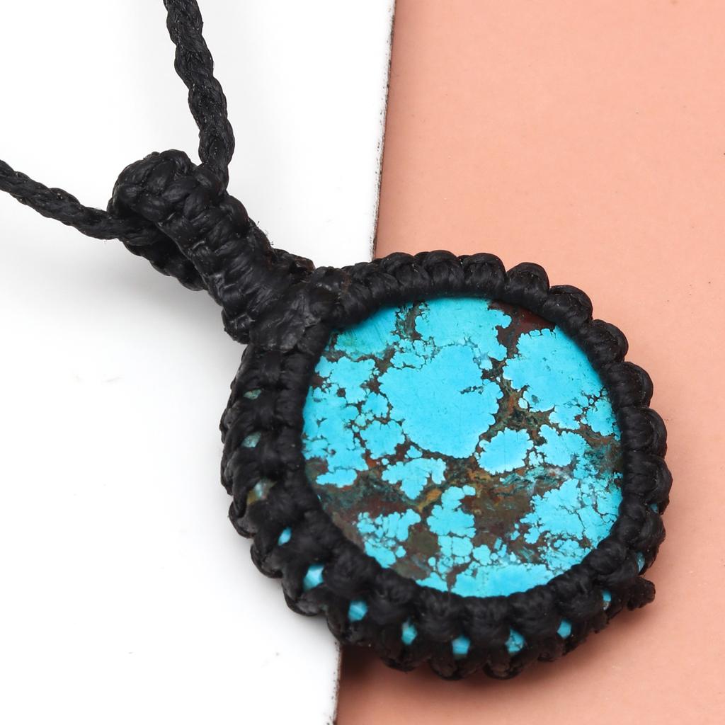 Tibetan Turquoise Gemstone Jewelry Macrame Thread Handmade 20-36''Ad Necklace