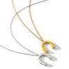 Water ripple chain U-shaped horseshoe pendant necklace for women, fashionable unique titanium steel neck chain