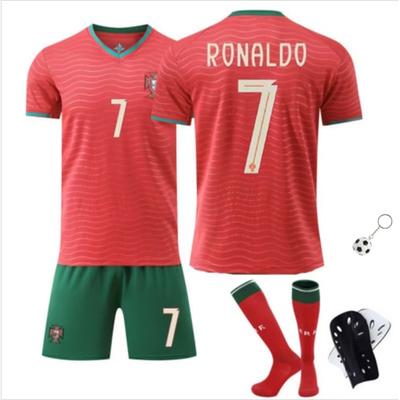 ANUTETOUNI Dětský fotbalový dres Set Červený Bílý Dres Šortky Ponožky 110-120cm