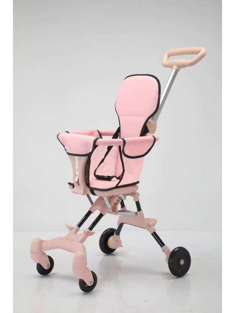 Lehký skládací pohodlný kočárek - Obousměrný čtyřkolový design pro kojence a děti